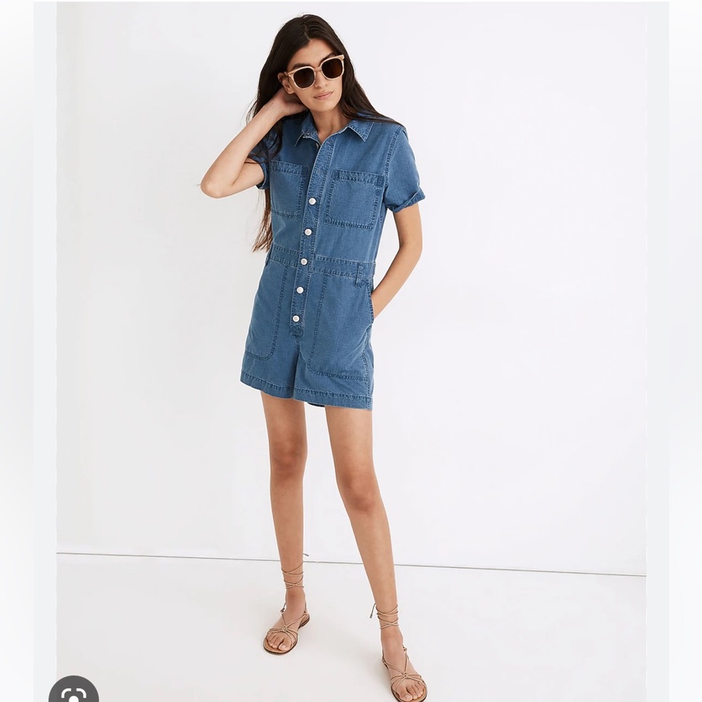 Madewell indigo short coveralls